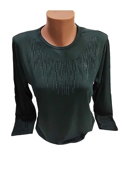 Sel Giyim NEW SEASON Women's Plus Size Crew Neck Mother's Combed Cotton Blouse