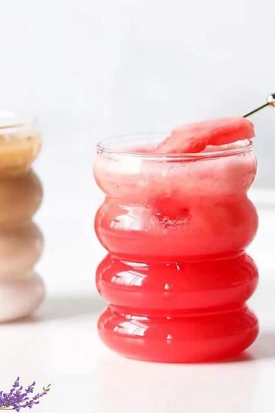 Gülümseten Avm Smiling Avm 2-Piece Borosilicate Glass Wavy Cup| Coffee Presentation Cup| Glass Stripe Cup