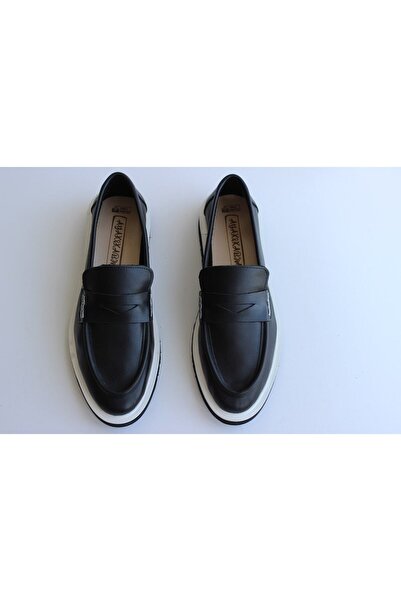 a ayak&kabım official Genuine Leather Black Women's Shoes Loafer Moccasin Dai...
