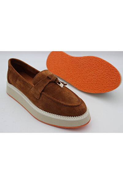 a ayak&kabım official Genuine Leather Tan Daily Women's Shoes Loafer Eva Sole...