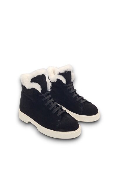 aayak&kabımofficial Hakiki Deri Siyah Bağcıklı Kürk Astarlı Soğuk Geçirmez Ha...