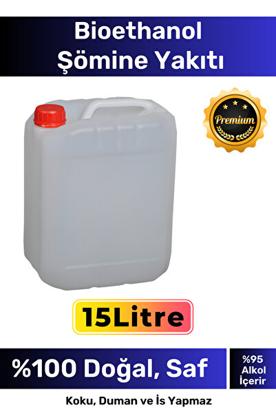 Pastimore Doğal Saf Temiz Çevre Dostu Sıvı Koku Yapmayan Bioethanol Şömine Yakıtı 15 Litre