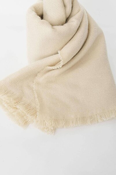 Makro Optik Unisex Plain Beige Soft Textured Scarf Shawl