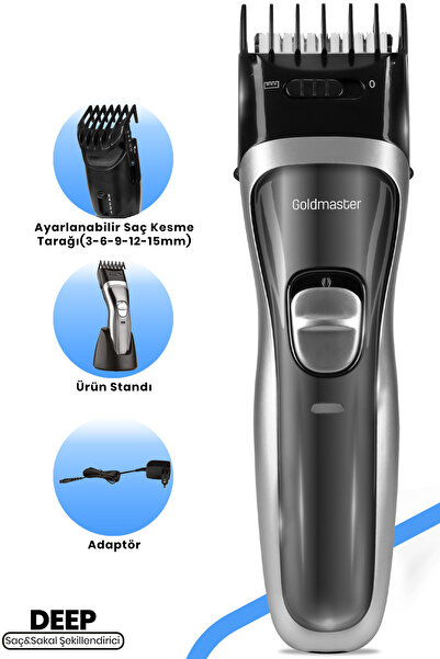 GOLDMASTER Deep Kablolu & Kablosuz Şarj Standlı Ayarlanabilen Saç Ve Şakal Şe...