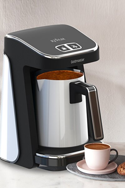 GOLDMASTER Prokıvam Beyaz Geniş Hazne Çelik Cezveli Akıllı Yerleştirmeli Türk Kahve Makinesi
