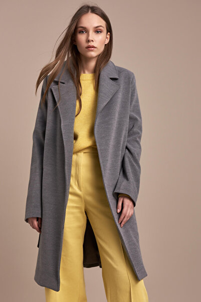 Pitti Women's Gray Short Tied Coat 70477