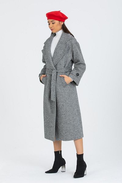 Pitti Women's Black Houndstooth Lined Long Coat