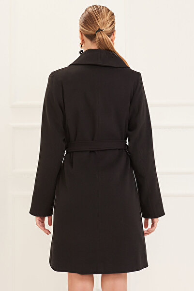 Pitti Women's Black Short Tied Coat 70477