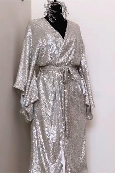 Bride To Bee Silver Caftan Gümüş Payetli Kaftan