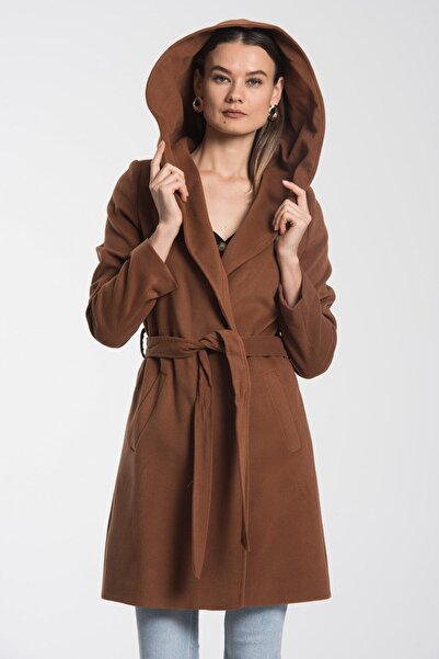 Pitti Women's Tan Hooded Short Coat 70510-P