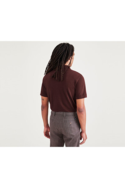 Dockers Μπλουζάκι πόλο με κολάρο με ραβδώσεις καφέ