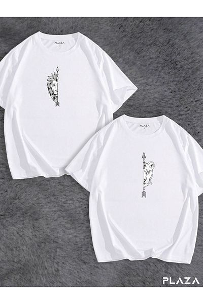 CANDEL Unisex Lions Double Oversize T-shirt Double Combination Double T-shirt