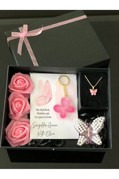 Masalsı Concept 14 February Valentine's Day Butterfly Set in Special Box Concept Special Series Gift for Friend Wife Mother