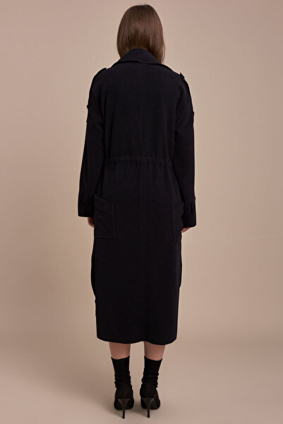 Pitti Women's Black Men's Collar Unlined Thin Coat 70443-P