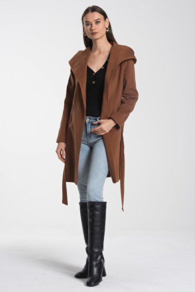 Pitti Women's Tan Hooded Short Coat 70510-P