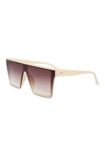 Angel Eyes Cream Frame Brown Gradient Glass Rectangle Women Sunglasses Ae312c9