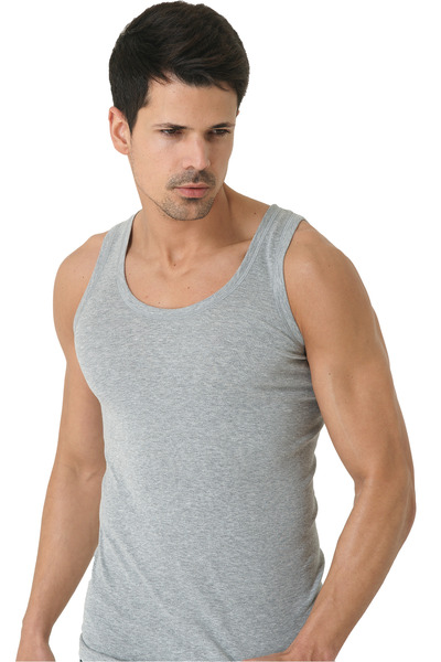 DOĞANYILDIZ 6 Pieces Men's Gray Combed Cotton Tank Top