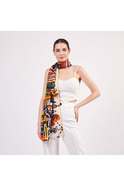 Nomads Felt Voile Silk Scarf| 55x180 cm| Nomads Art Pattern 2| Nomads Felt