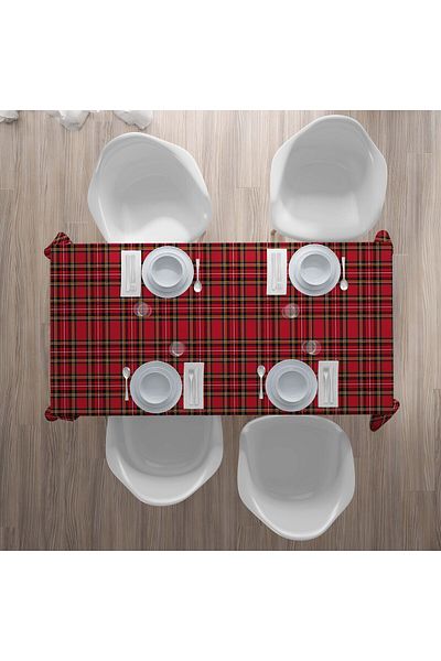 menesahome New Year Red Plaid Christmas Themed Digital Printing Tablecloth 1 m