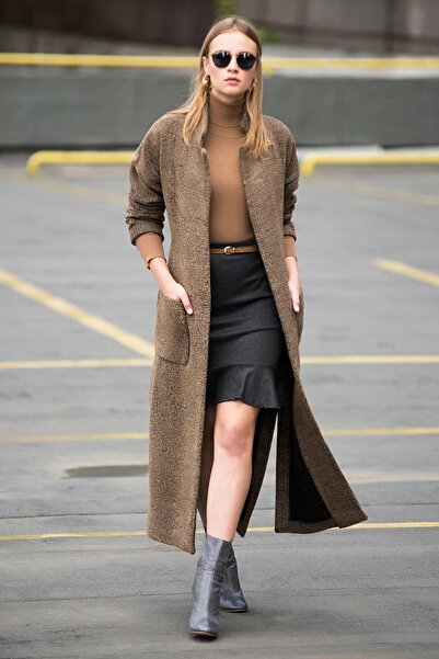 Pitti Kadın Kahverengi Tivit Astarsız Kaban Astarsız 70471