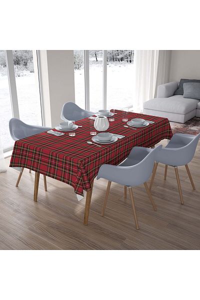 menesahome New Year Red Plaid Christmas Themed Digital Printing Tablecloth 1 m
