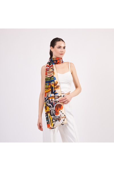 Nomads Felt Voile Silk Scarf| 55x180 cm| Nomads Art Pattern 2| Nomads Felt