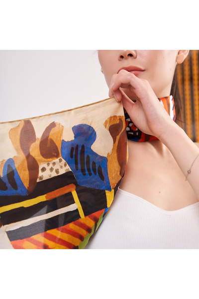 Nomads Felt Voile Silk Scarf| 55x180 cm| Nomads Art Pattern 2| Nomads Felt