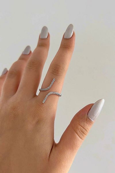 The Collection Silver Zircon Stone Spiral Model Ring