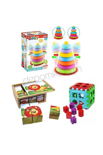 Depomiks Avm Bebeğimin Ilk Oyuncaklari / Küp Bultak Sallanan Kule Ahşap Küp P...