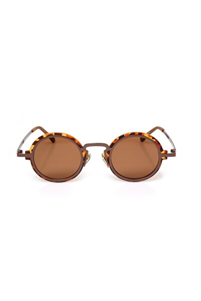 Angel Eyes Women's Sunglasses Round Leopard Frame Brown Glass