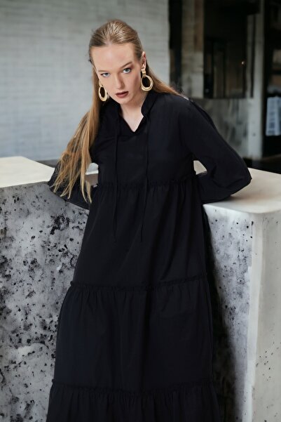 HAKKE Kadın Yaka Bağcıklı Tesettür Elbise