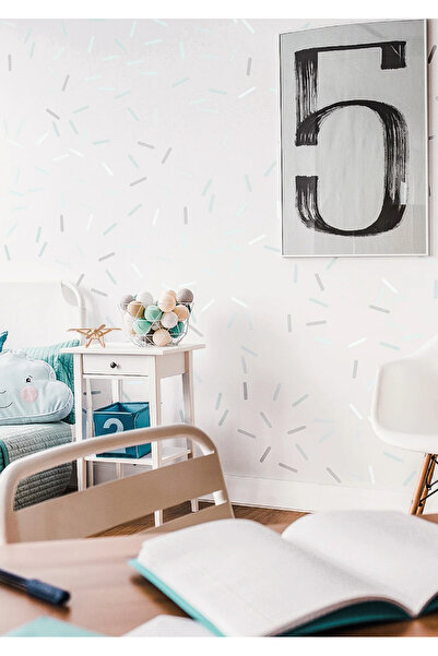 WALLHUMAN Αυτοκόλλητο τοίχου για παιδικό δωμάτιο με μπλε κομφετί