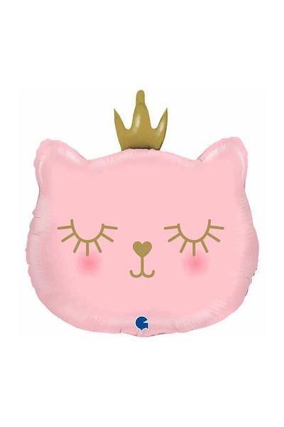 aşkın concept Pink Cat Crown Foil Balloon 1 Piece