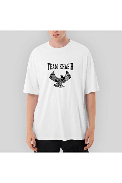 Z zepplin Tricou alb supradimensionat Khabib Nurmagomedov Team Essential 2