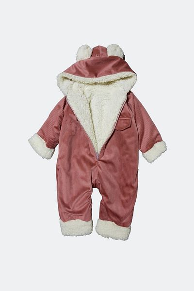 Minytrendy 6-24 Months Baby Girl/Boy Romper - Outside Velvet, Welsoft Covered, Zippered Hood