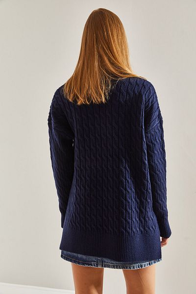 Bianco Lucci Gemusterter Strickpullover für Damen mit V-Ausschnitt