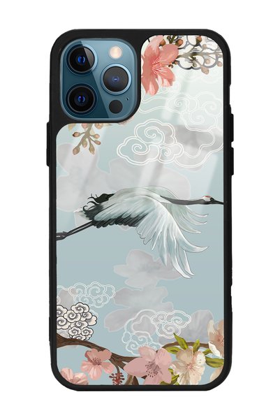 Spoyi iPhone 14 Pro Max Glossy Phone Case with Watercolor Stork Design