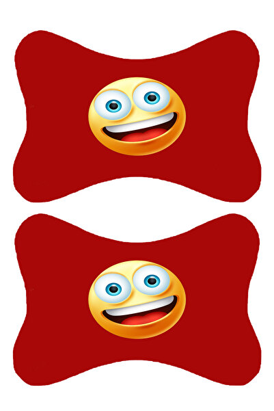 1araba1ev Set de 2 perne ortopedice roșii pentru gât auto imprimate Emoji com...
