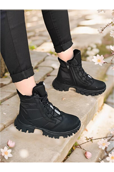 Nubbock Μαύρες γυναικείες μπότες casual - Χοντρή σόλα, αδιάβροχο αλεξίπτωτο, nk0628