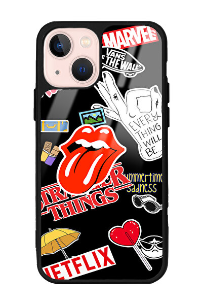 Spoyi iPhone 13 Sticker Tasarımlı Glossy Telefon Kılıfı