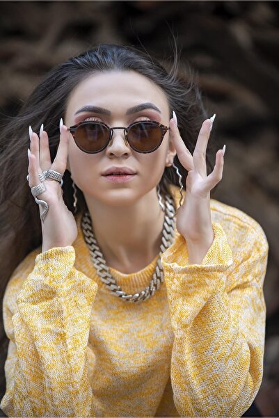 Angel Eyes Women's Sunglasses Oval Design Leopard Frame Brown Glass