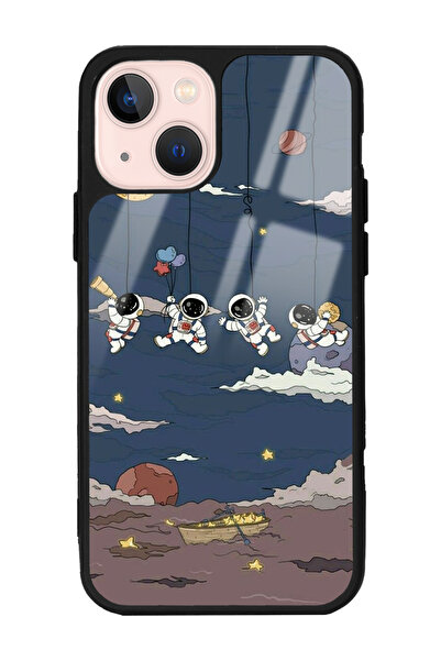 Spoyi iPhone 13 Salıncaklı Astronot Tasarımlı Glossy Telefon Kılıfı