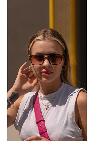 Angel Eyes Brown Frame Brown Glass Rectangular Women's Sunglasses Ae-gm2022c5y