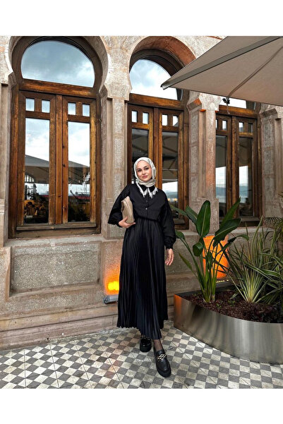 Trend Marfa Fustă Hijab plisată cu aspect piele