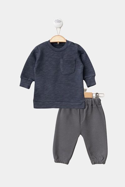 Minytrendy Girl Boy Newborn Baby 100% Cotton Sports Sweatshirt And Pants Casual 2-Piece Set