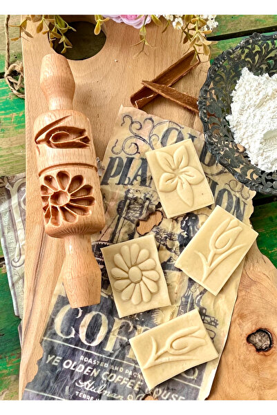 wood and craft 2'li Kurabiye Merdanesi hamur şekillendirici masif ahşap