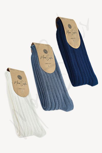 Mono Socks Βαμβακερές μεσαίου πάχους χειμερινές κάλτσες 3 τεμαχίων με κορδόνι