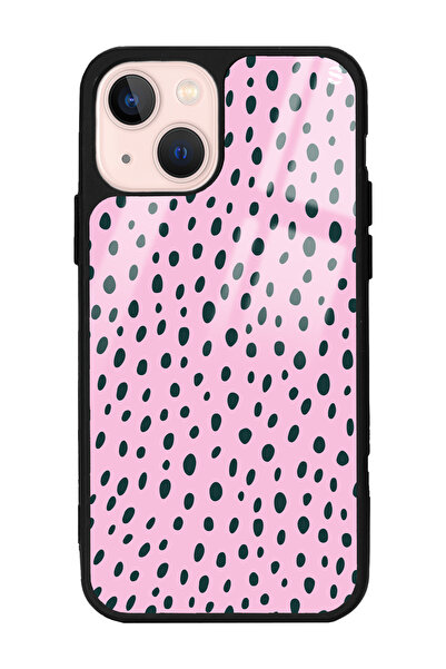 Spoyi iPhone 13 Pembe Benek Tasarımlı Glossy Telefon Kılıfı