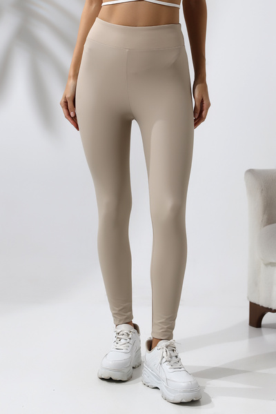 winmoda Δερμάτινο ματ κολάν μονόχρωμο ψηλόμεσο