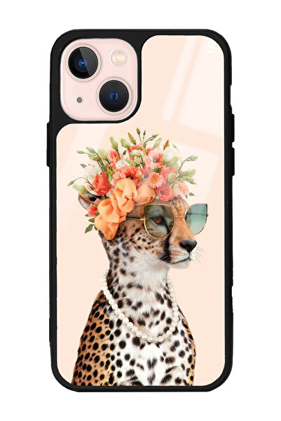 Spoyi iPhone 13 İnfluencer Leopar Kedi Tasarımlı Glossy Telefon Kılıfı